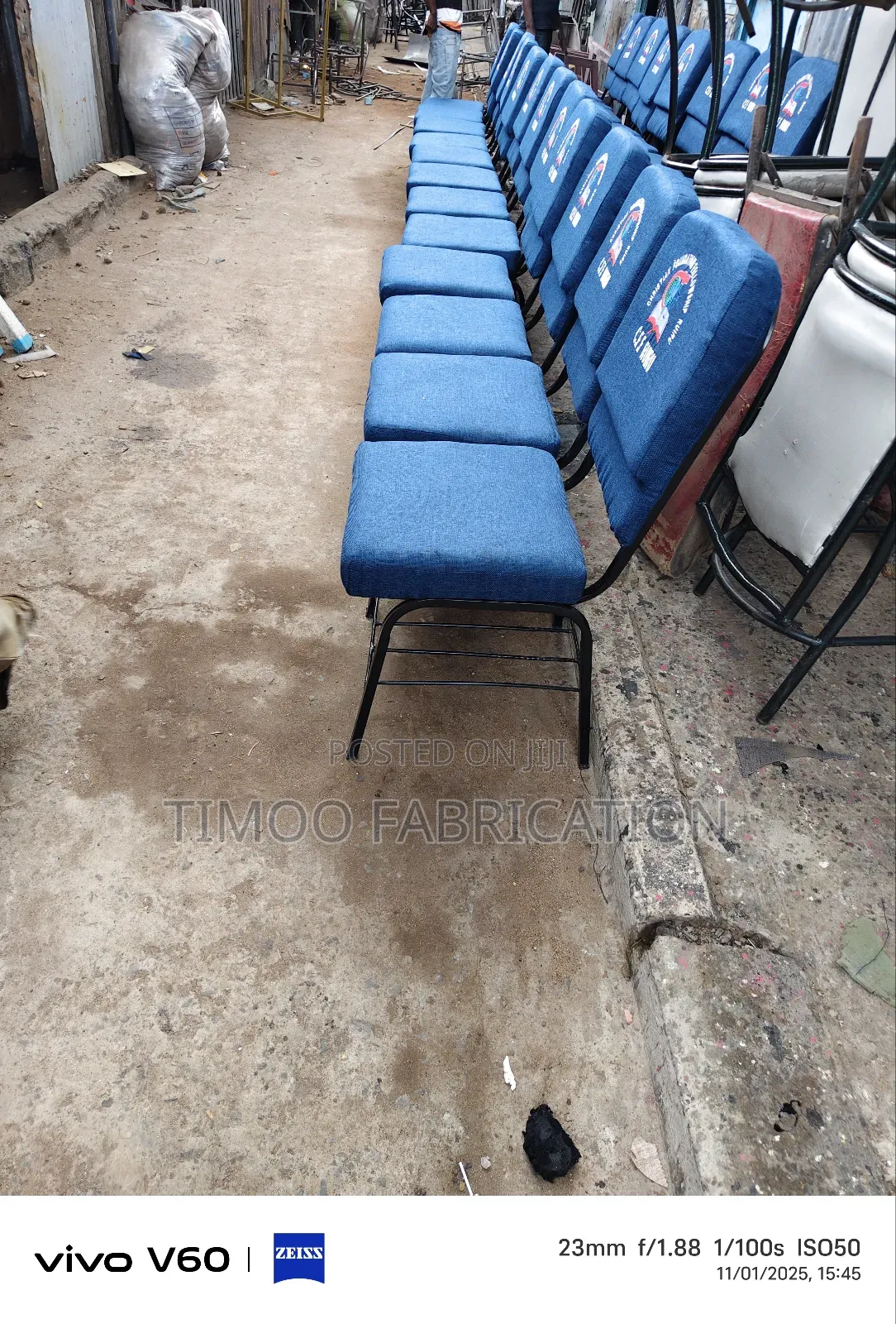 Church Seats With Logos and Bible Holder Place
