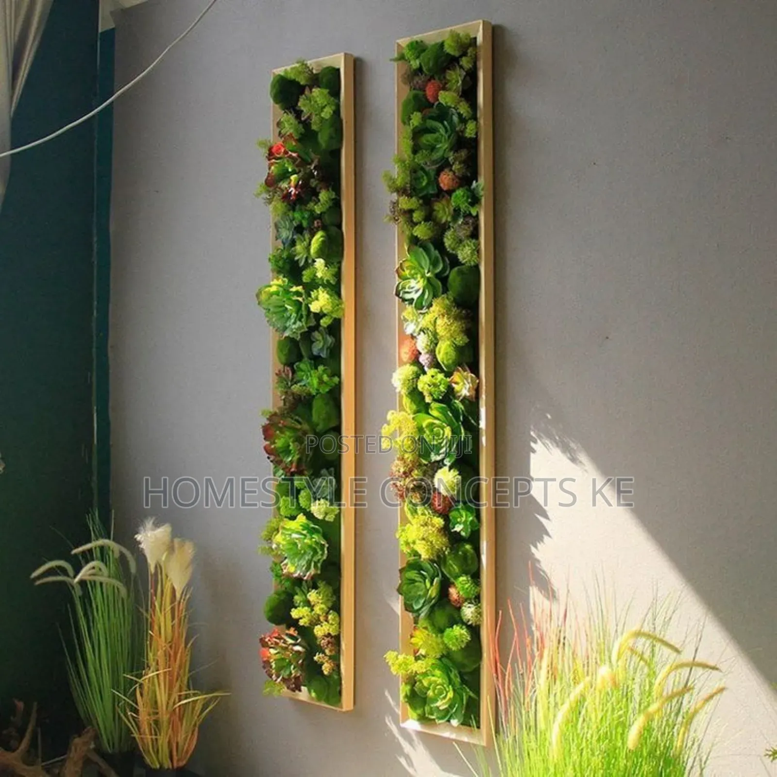 Artificial Flowers Grass Backdrops Moss Green Vertical Garden