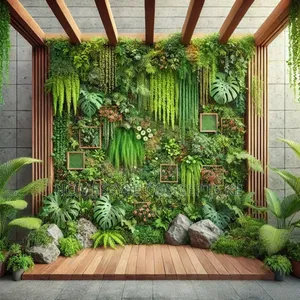 Vertical Garden Moss Wall Artificial Flowers Grass Backdrops Panels
