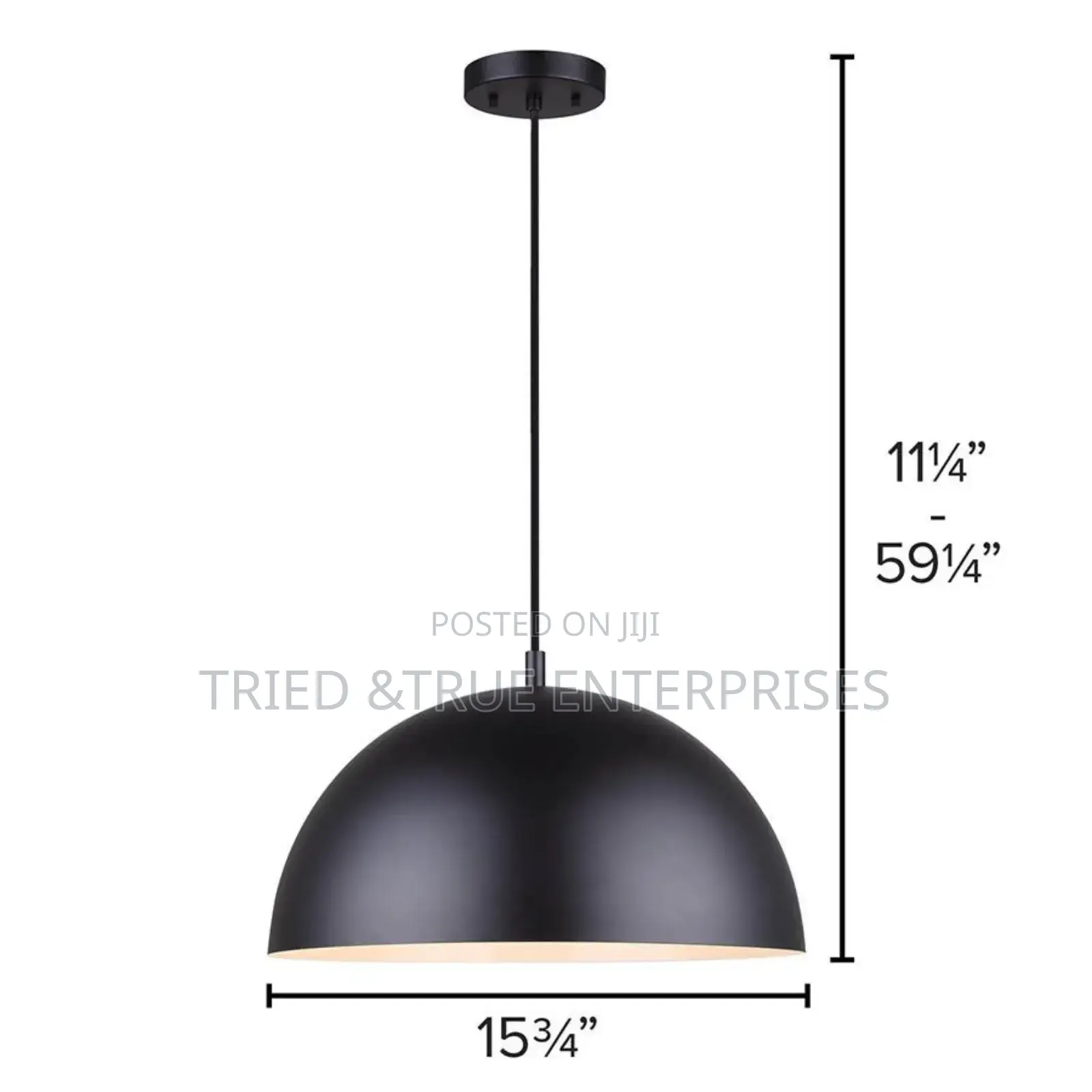 1-Light Rod Pendant in a Matte Black Finish With a Black Fabric Cord