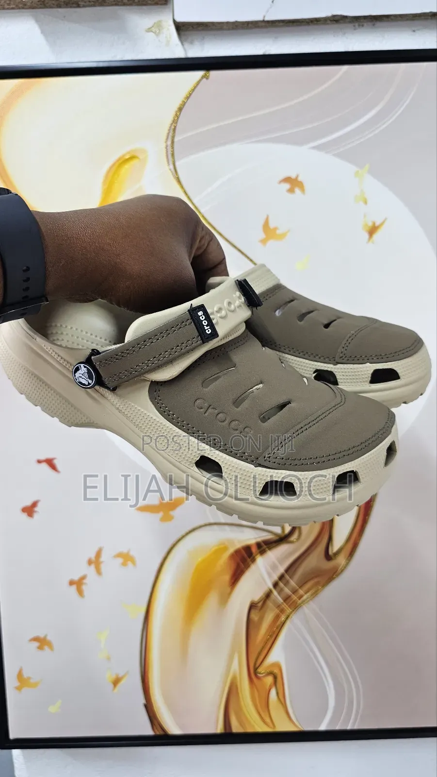 Quality Leather Crocs Classic Clog Sandals 
Light Brown, Khaki
