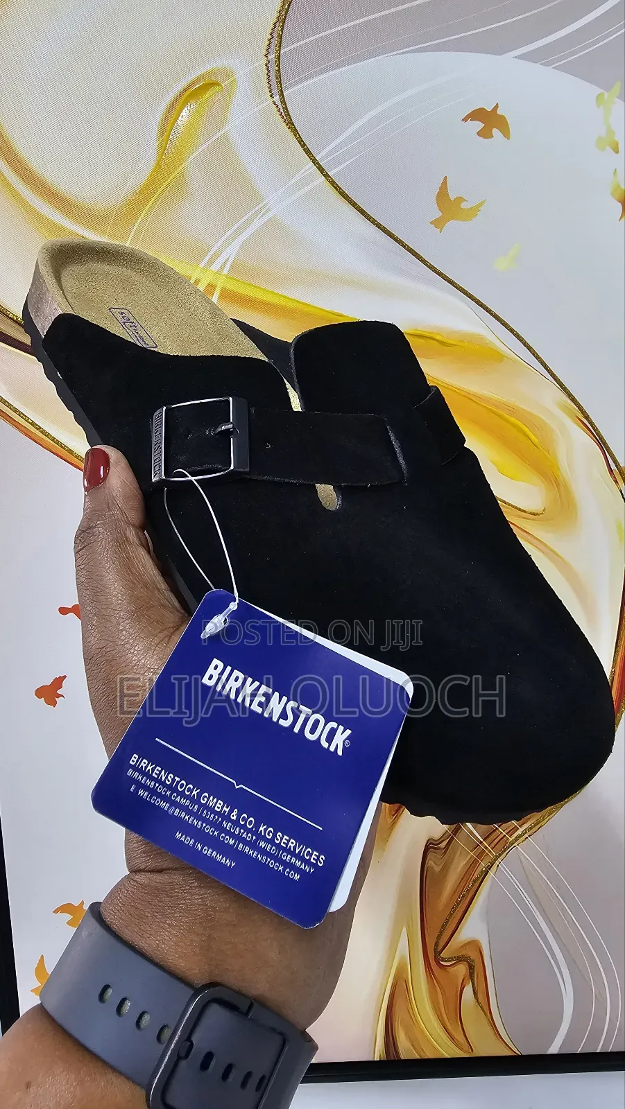 Original Boxed Birkenstock Boston Classic Taupe Suede Clogs - Black