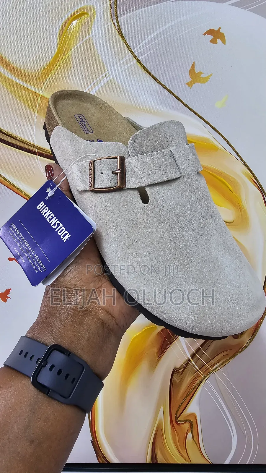 Original Birkenstock Boston Classic Taupe Suede Clogs - Beige