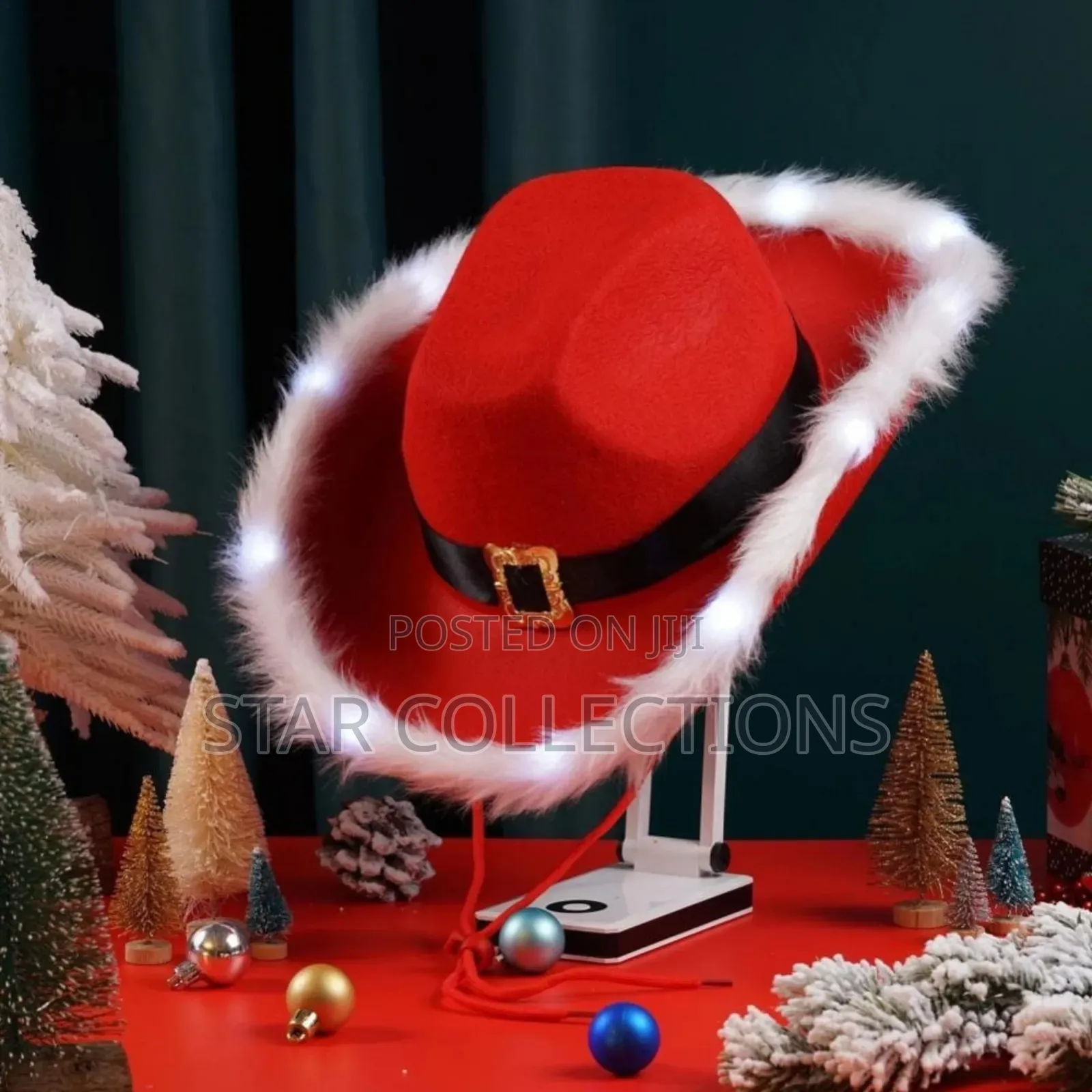 Led Santa Christmas Cowboy Hat