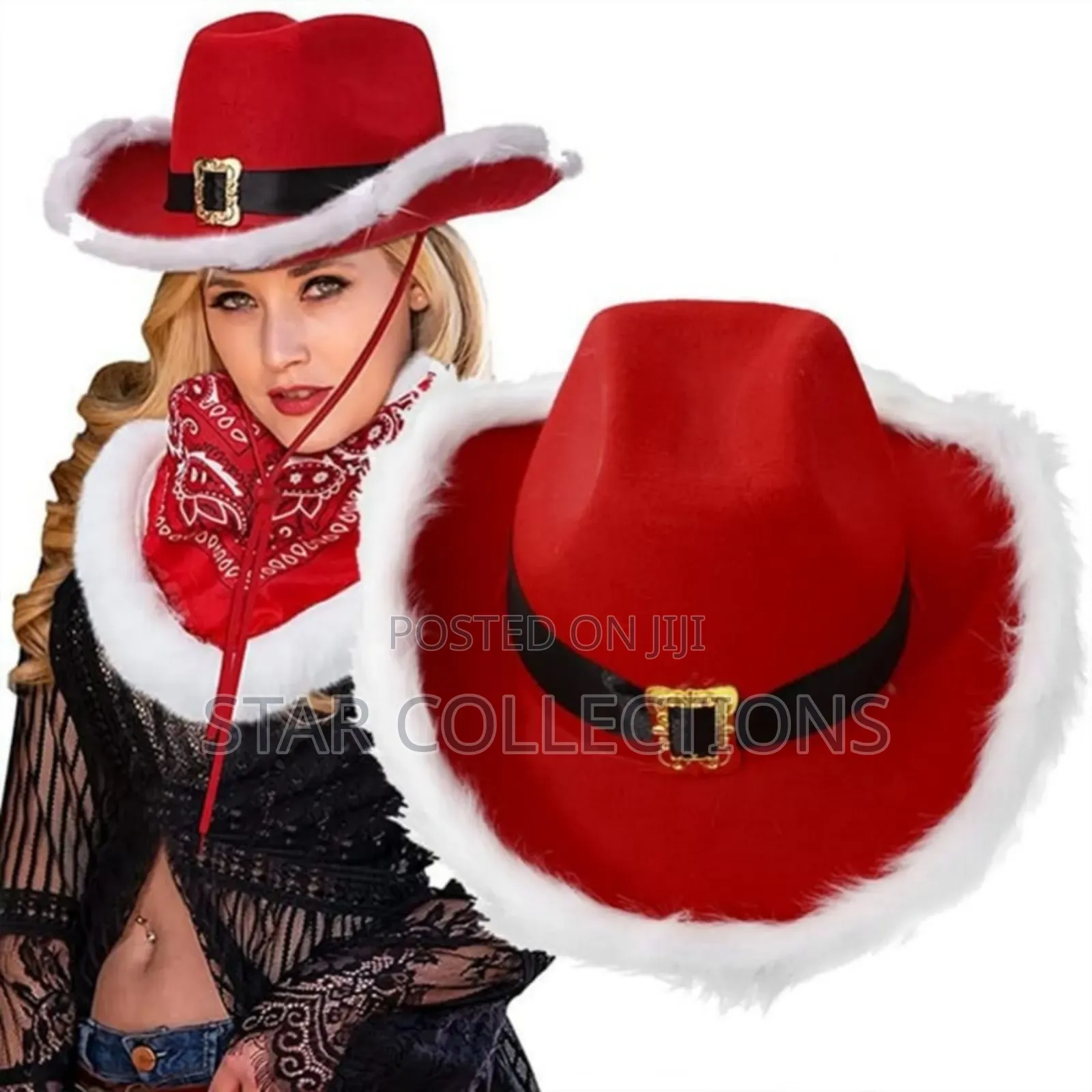 Led Santa Christmas Cowboy Hat