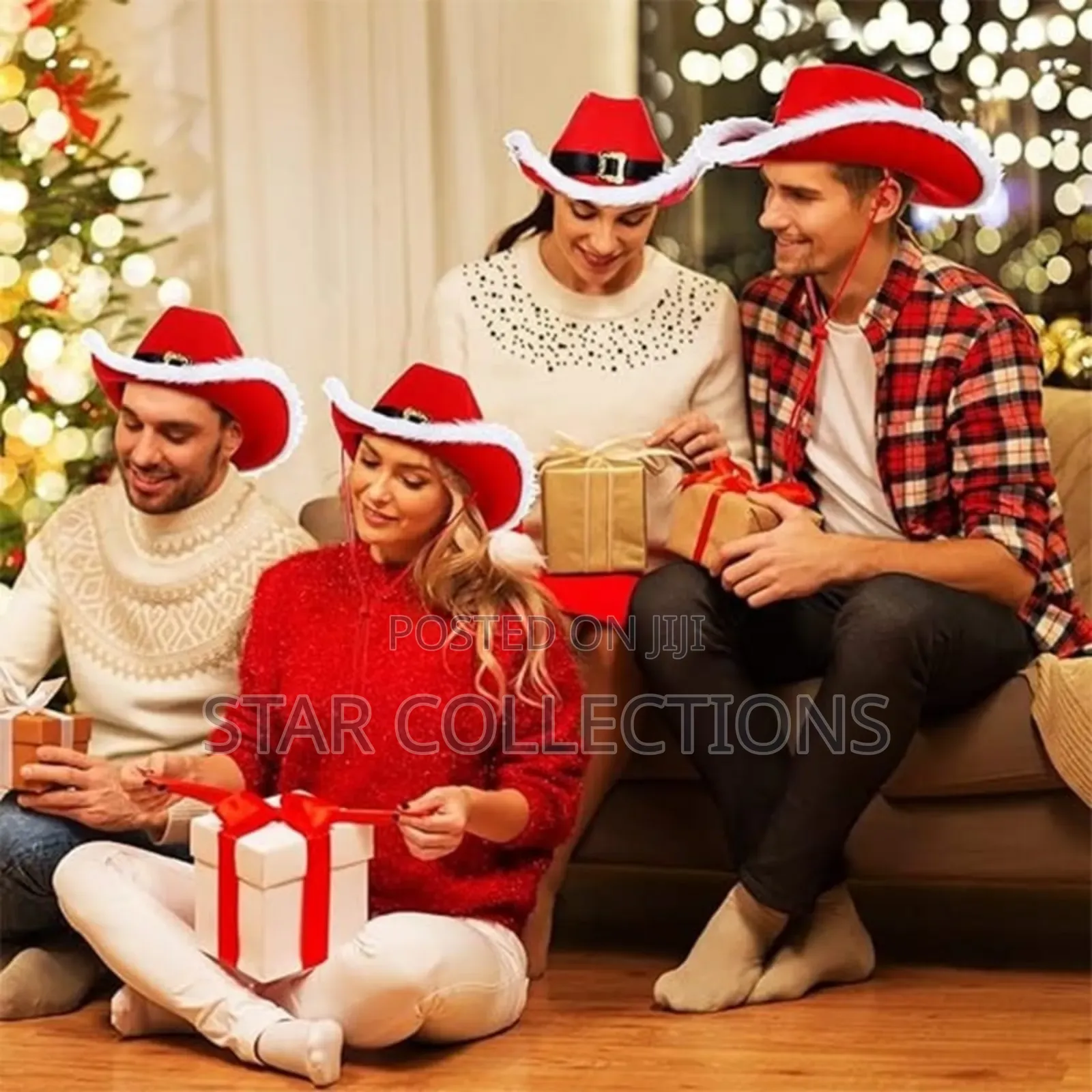 Led Santa Christmas Cowboy Hat