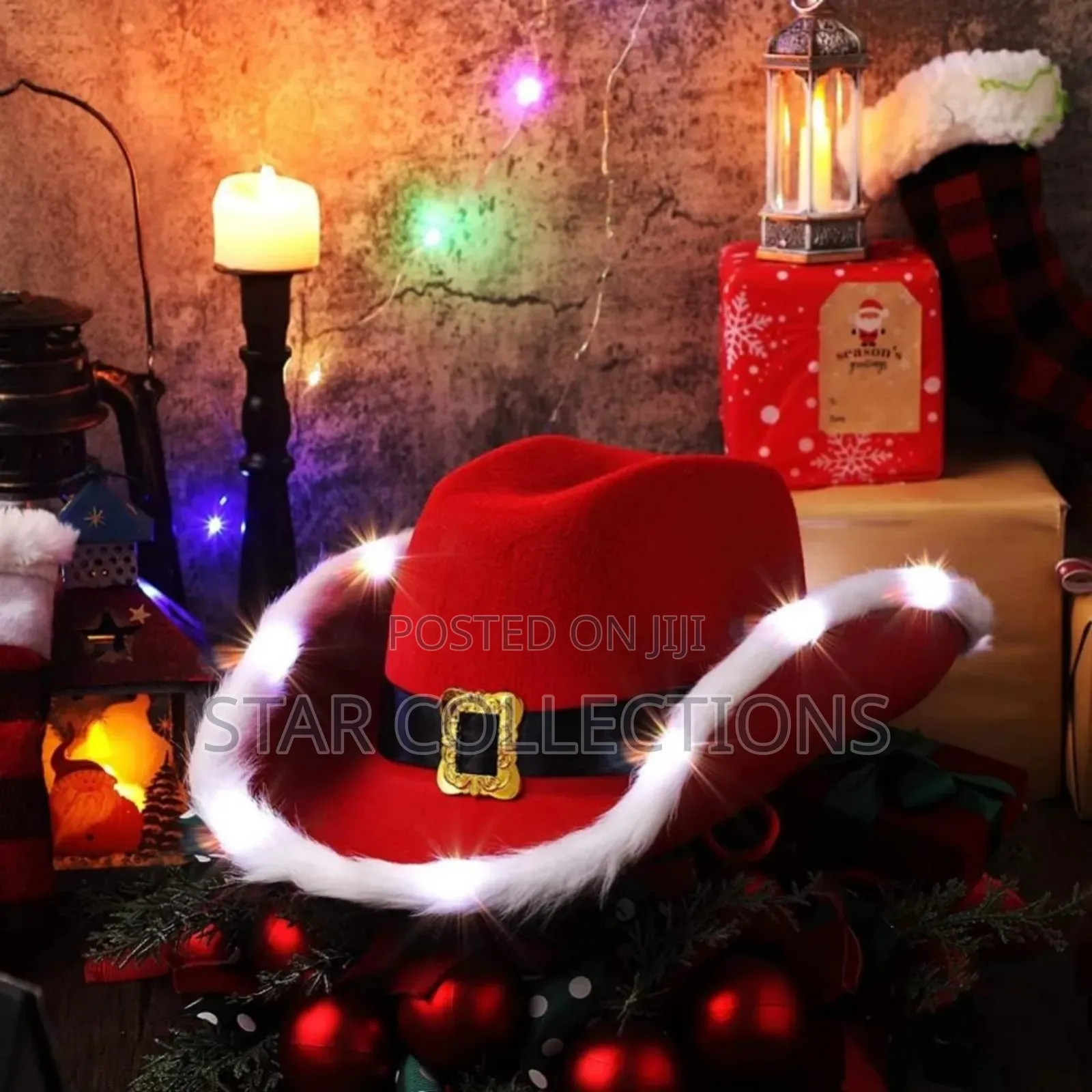 Led Santa Christmas Cowboy Hat