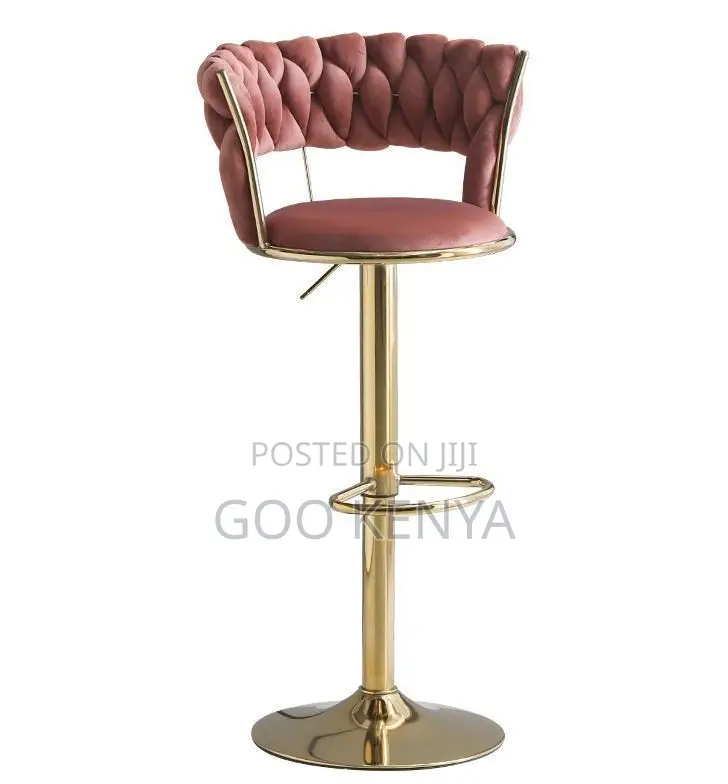 Home Bar Stool; High-End Velvet Adjustable Boutique Swivel Bar Chair
