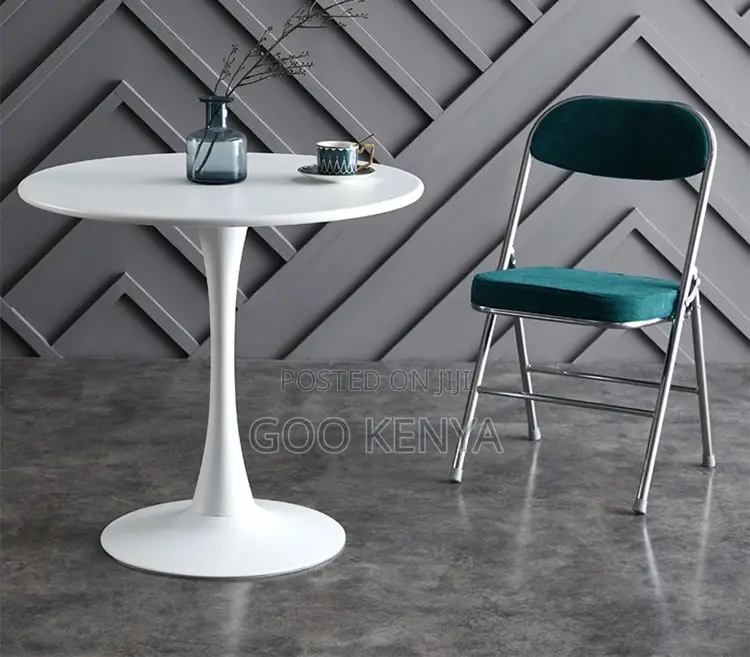 Home Table; Modern White Marble Top Metal Dining Table for Outdoor Use