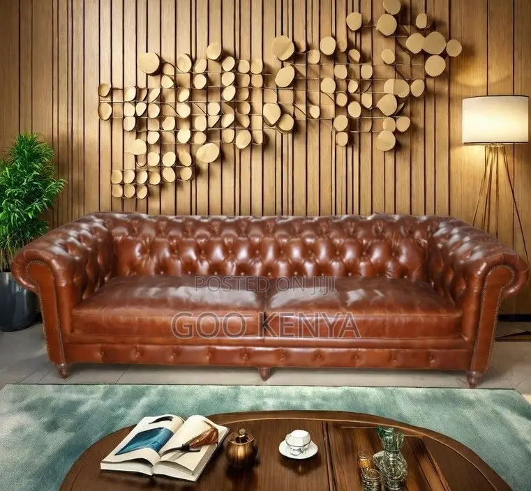 Home Sofa; 3-Seat Elegant Tufted Chesterfield Sofa for Home or Office