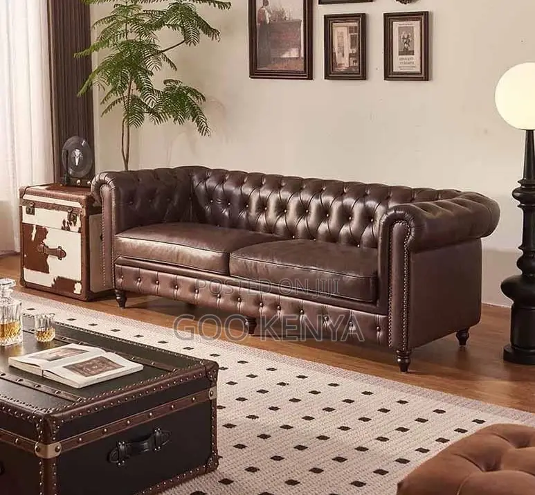 Home Sofa; 3-Seat Elegant Tufted Chesterfield Sofa for Home or Office
