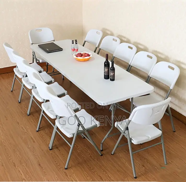 Home Table; High-Quality 6-8 Person White Plastic Folding Table