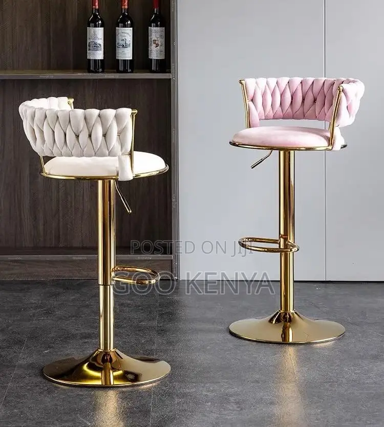 Home Counter Chair; Commercial-Grade Adjustable Swivel Velvet Bar Seat