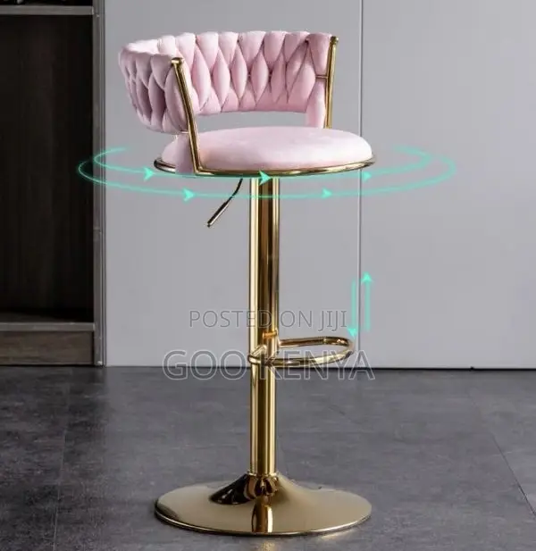 Home Counter Chair; Commercial-Grade Adjustable Swivel Velvet Bar Seat