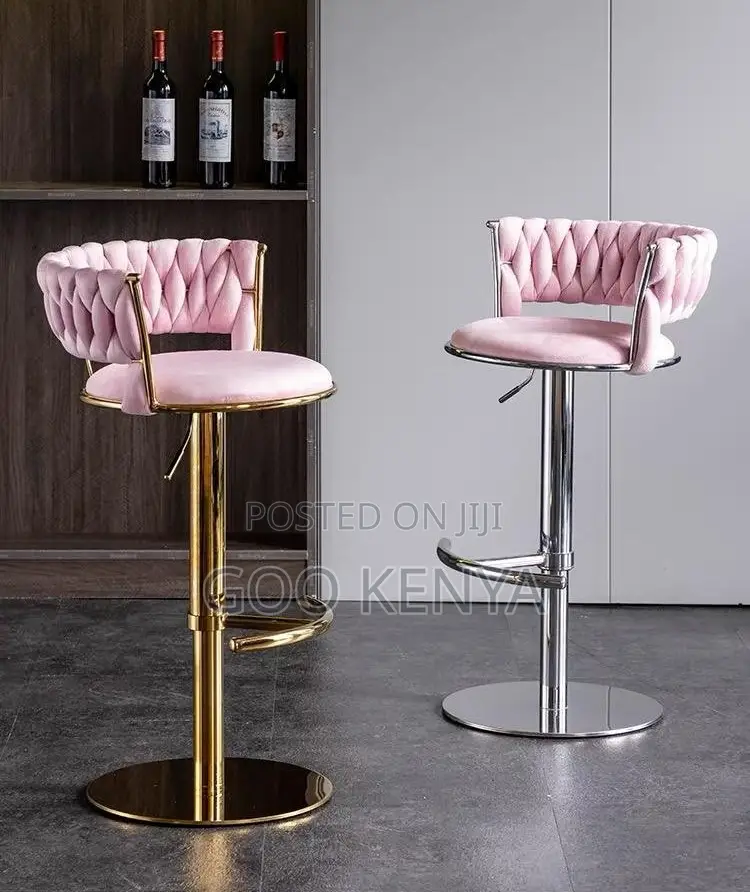 Home Counter Chair; Commercial-Grade Adjustable Swivel Velvet Bar Seat