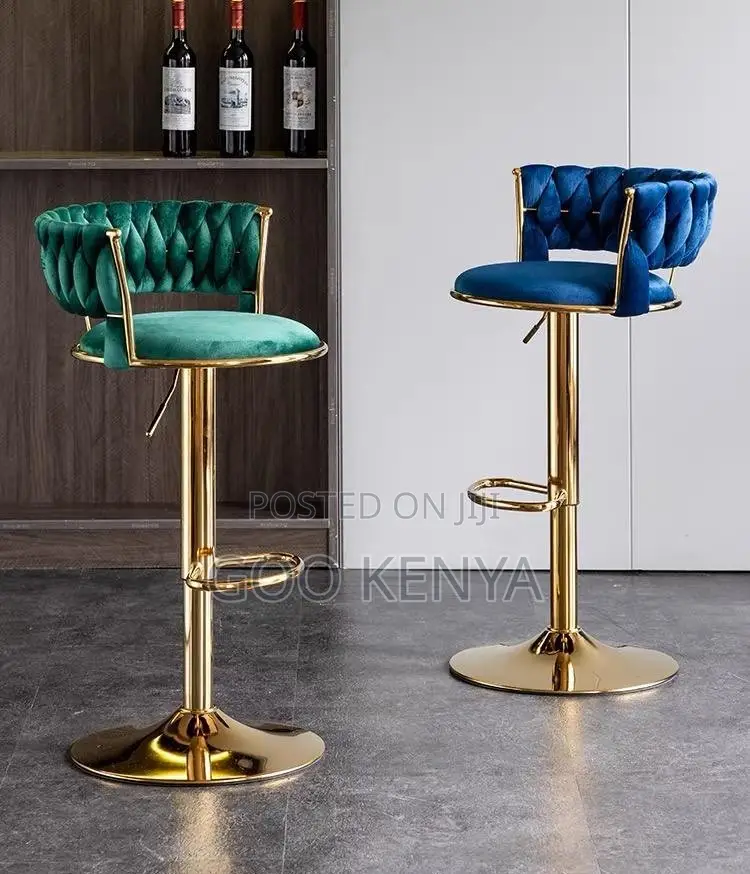 Home Counter Chair; Commercial-Grade Adjustable Swivel Velvet Bar Seat