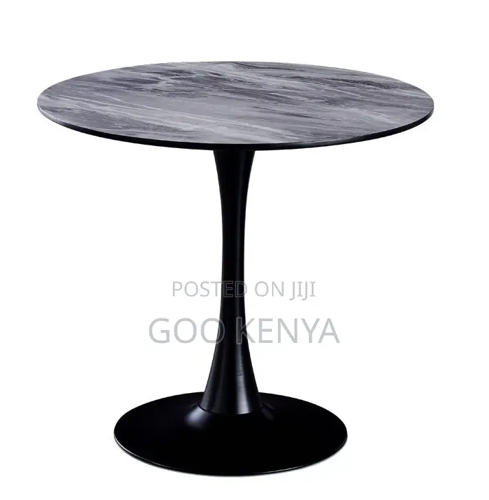Home Table; Heavy-Duty Round Marble Carbon Steel Frame Garden Table
