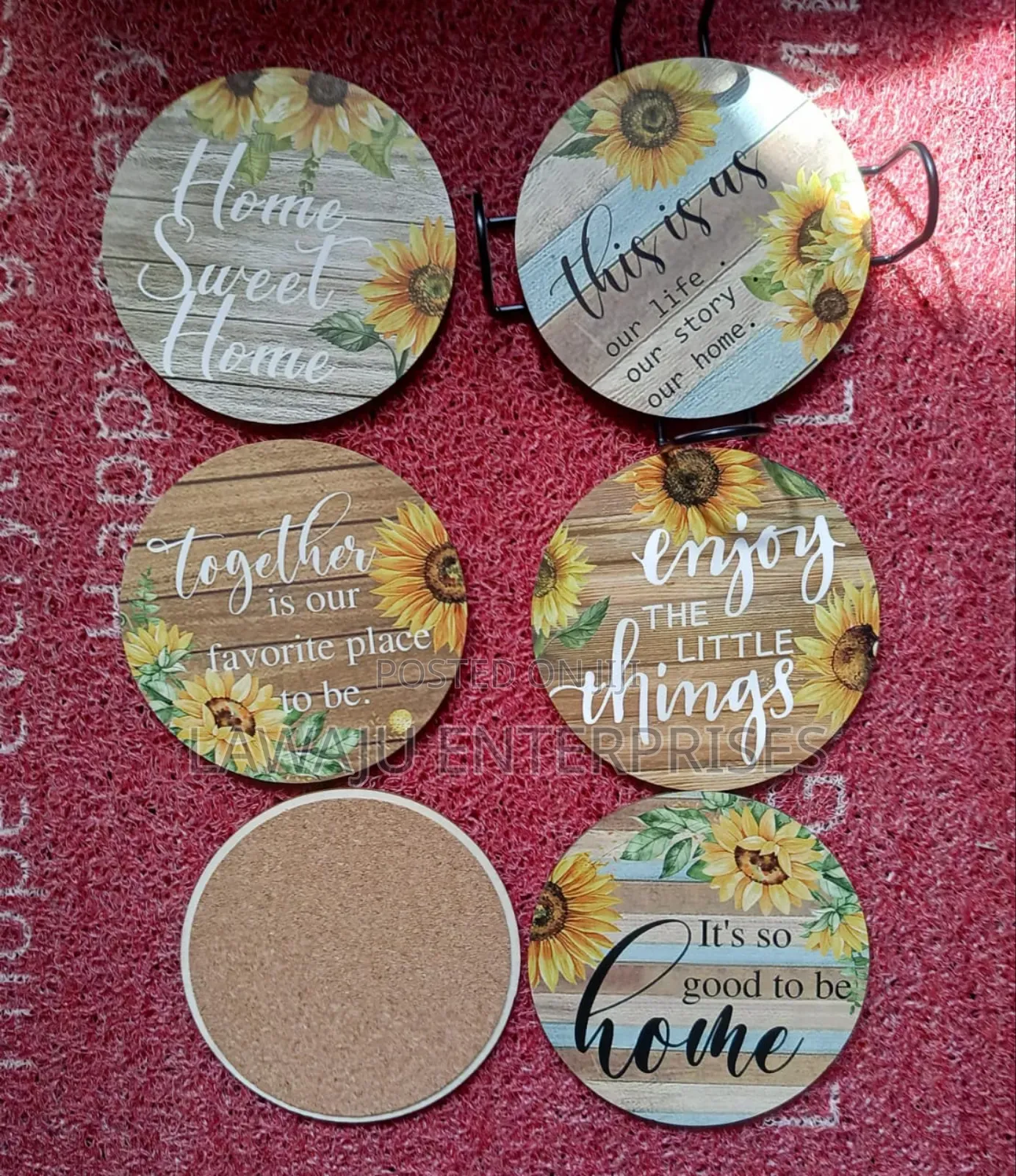 Sunflower-themed Drink Coasters