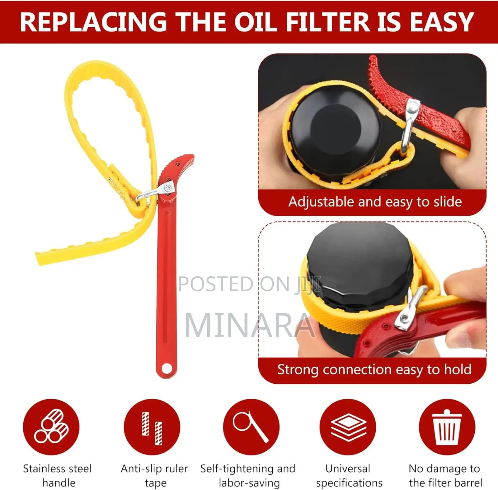 Belt Strap Oil Filter Wrench, Removal Tool