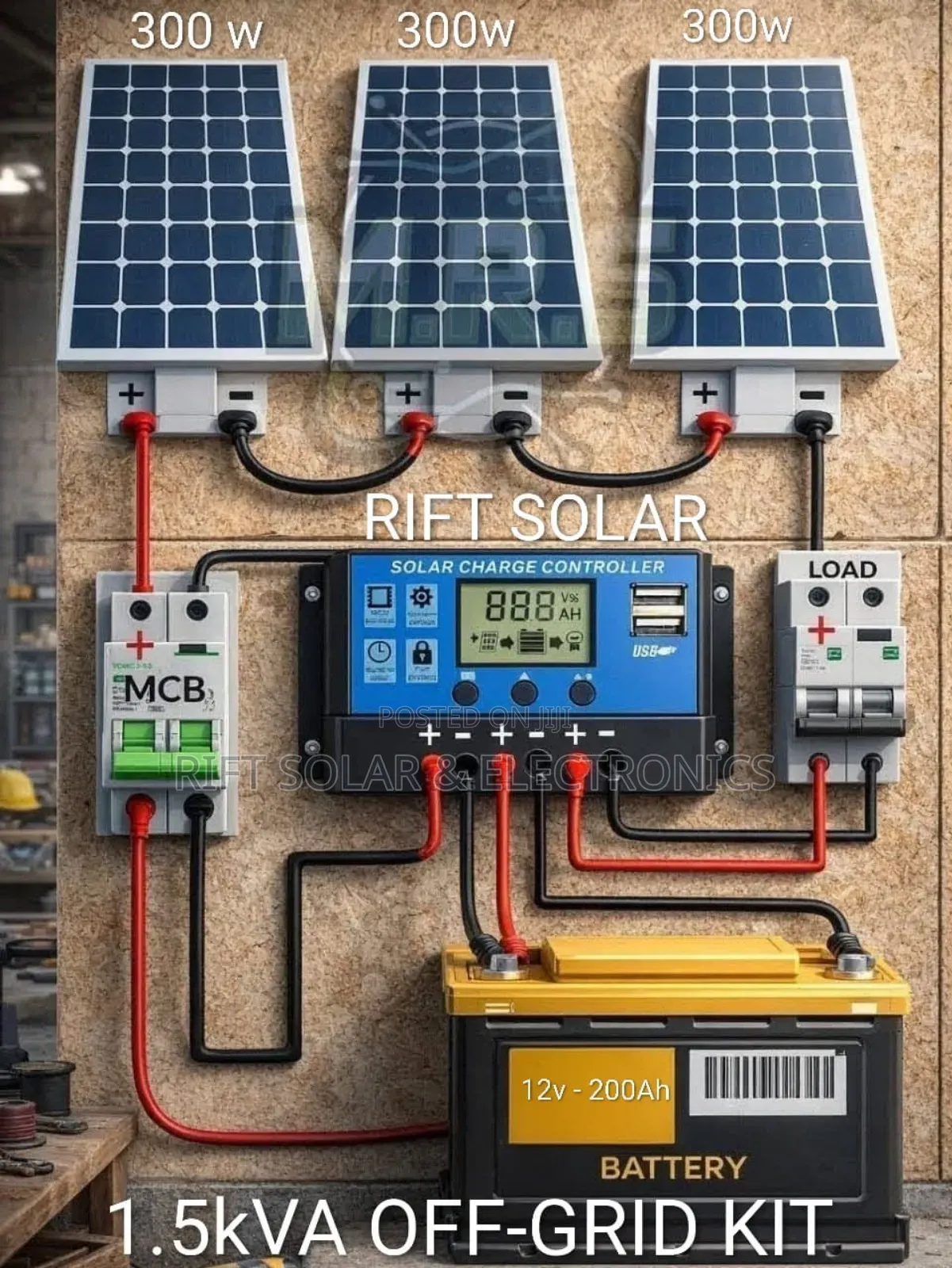 1.5kva Off-Grid - (2)300w Solar Panels - 200ah Lithium Battery Kit