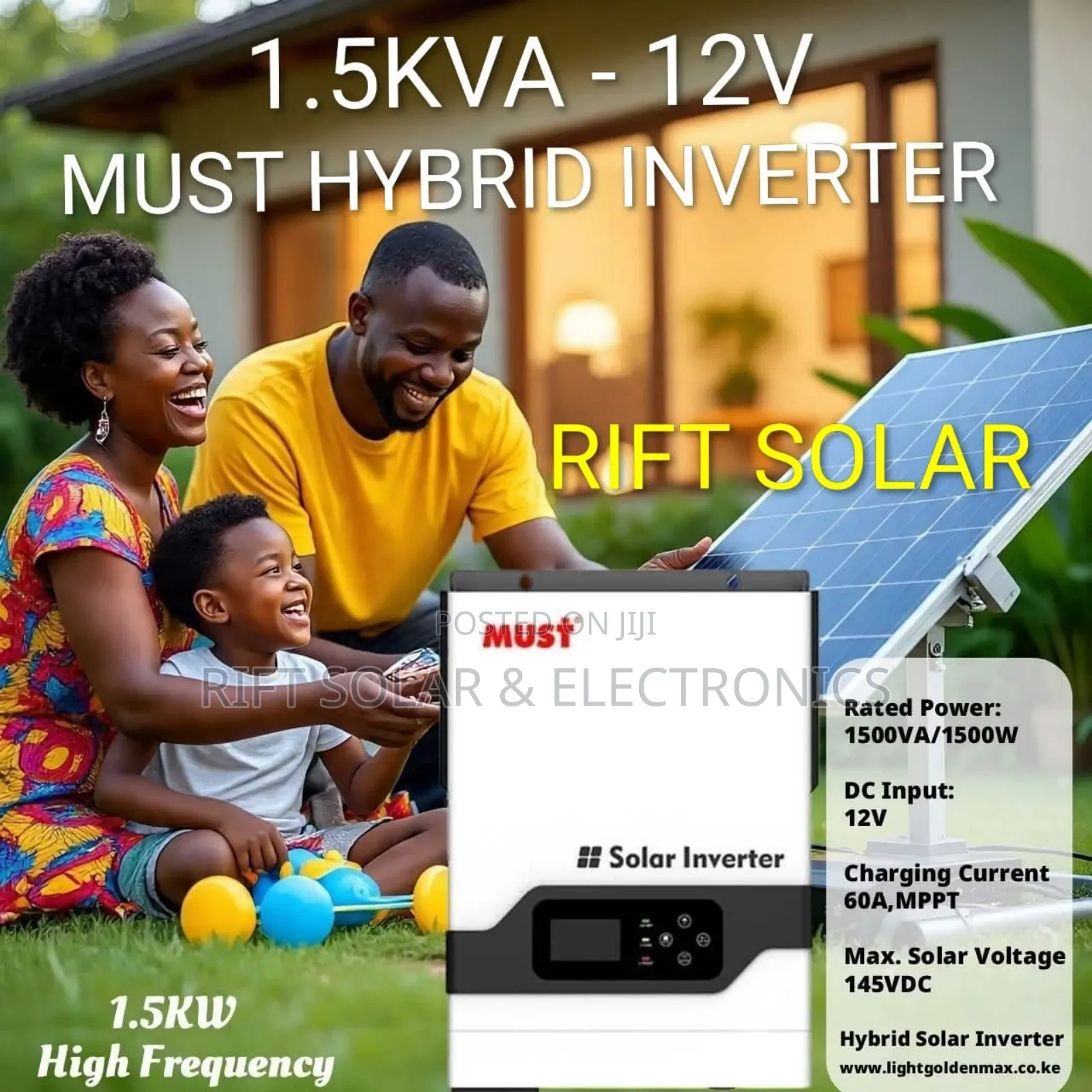 Must 1.5kva - 12v Hybrid 60a MPPT Solar Inverter.