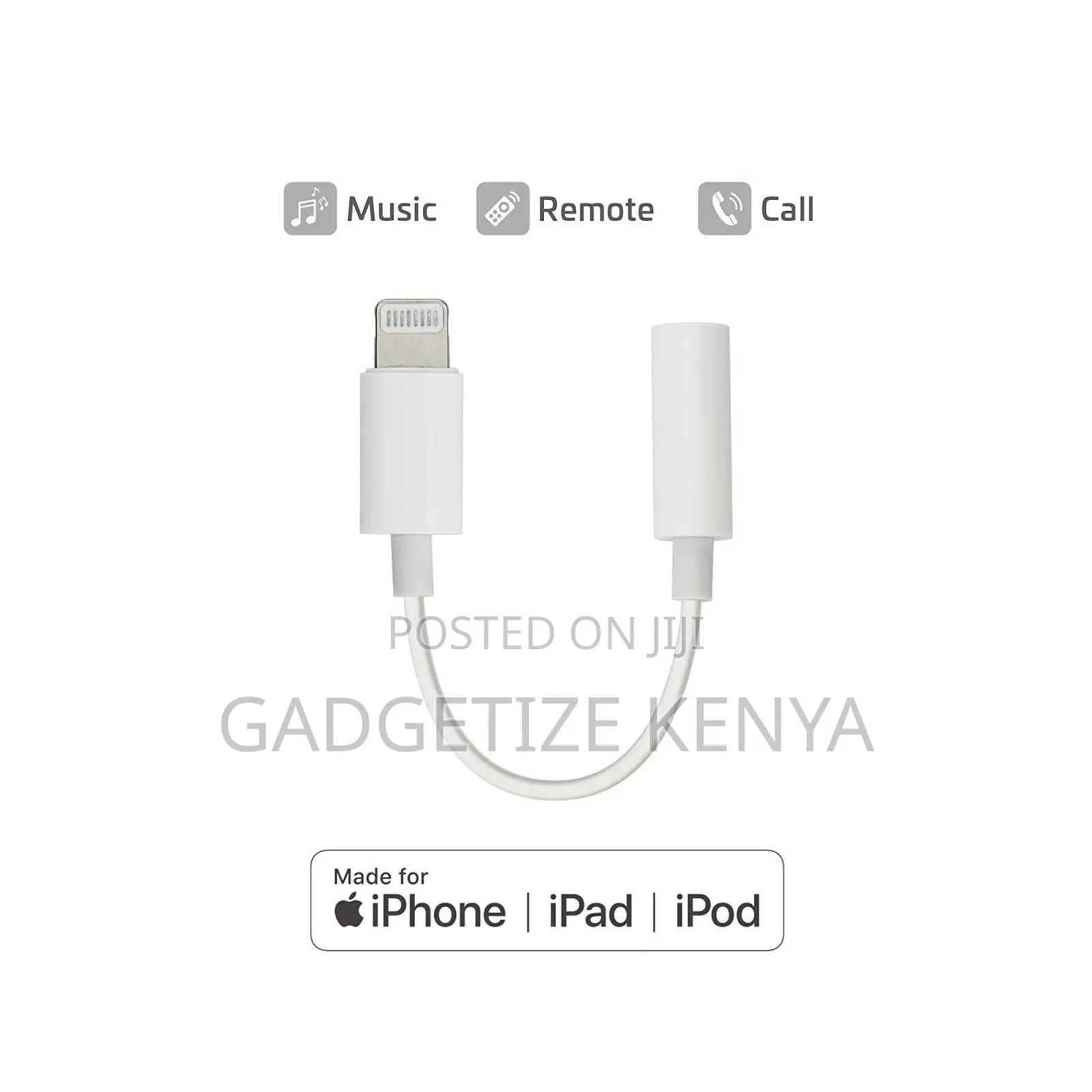 8-Pin Male Lightning to 3.5mm Female Stereo Audio Jack Cable