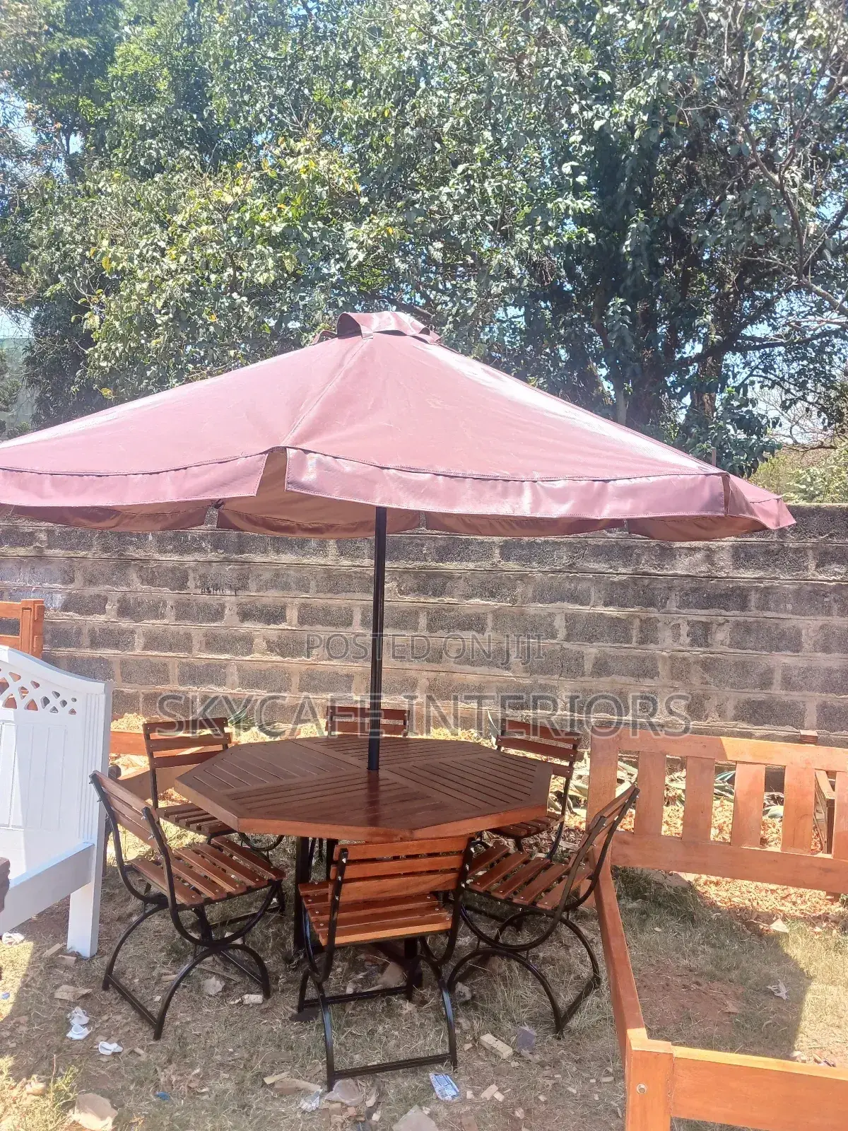 Garden Umbrella 6 Chairs Outdoor
