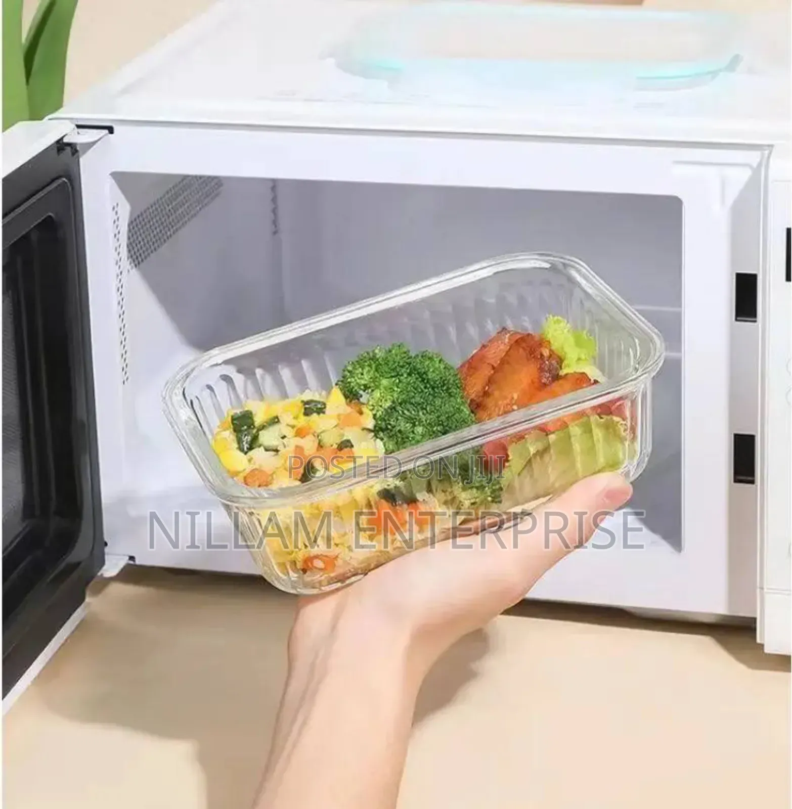 *3pcs Borosilicate Glass Ribbed Food Storage Containers With Lids