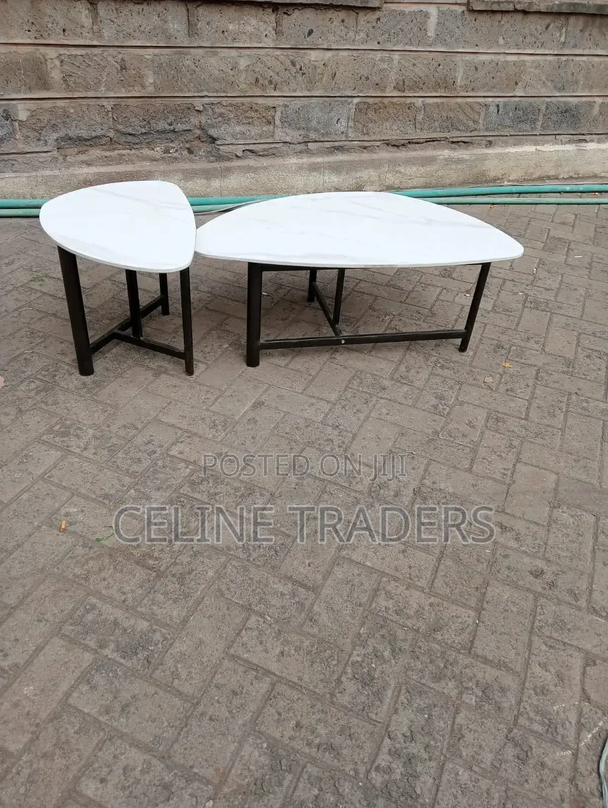 Nesting Coffee and Side Table With a White Marble-Effect Top