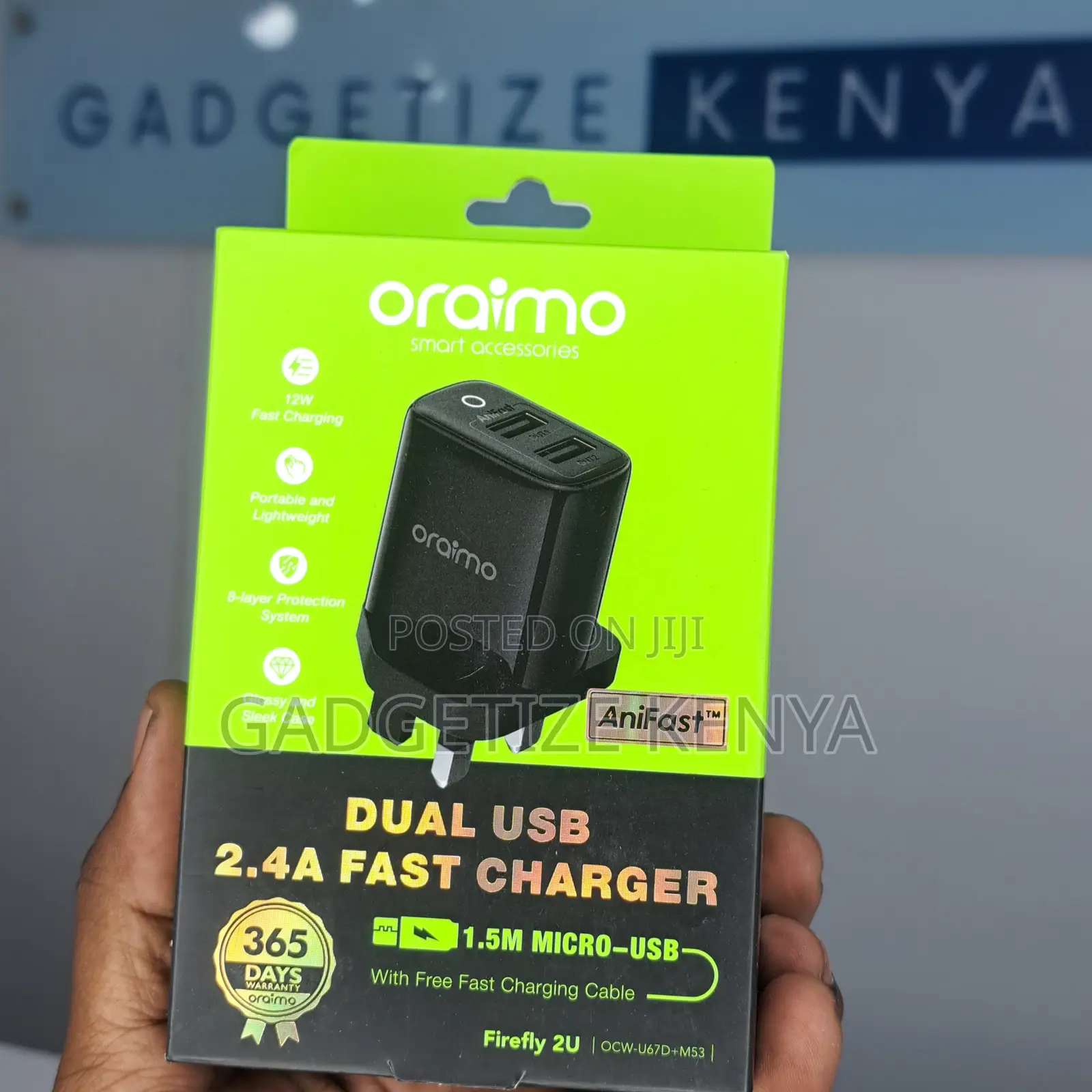 Oraimo Firefly 2u Iec-G to 2 Usb 12w Fast Charging Kit (Ocw-U67d)