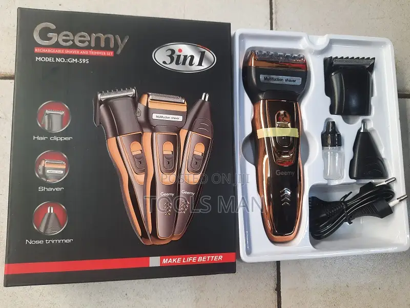 Geemy 3-in-1 Clipper.Rechargeable Shaver.Nose Trimmer.Gm-595 Smoother