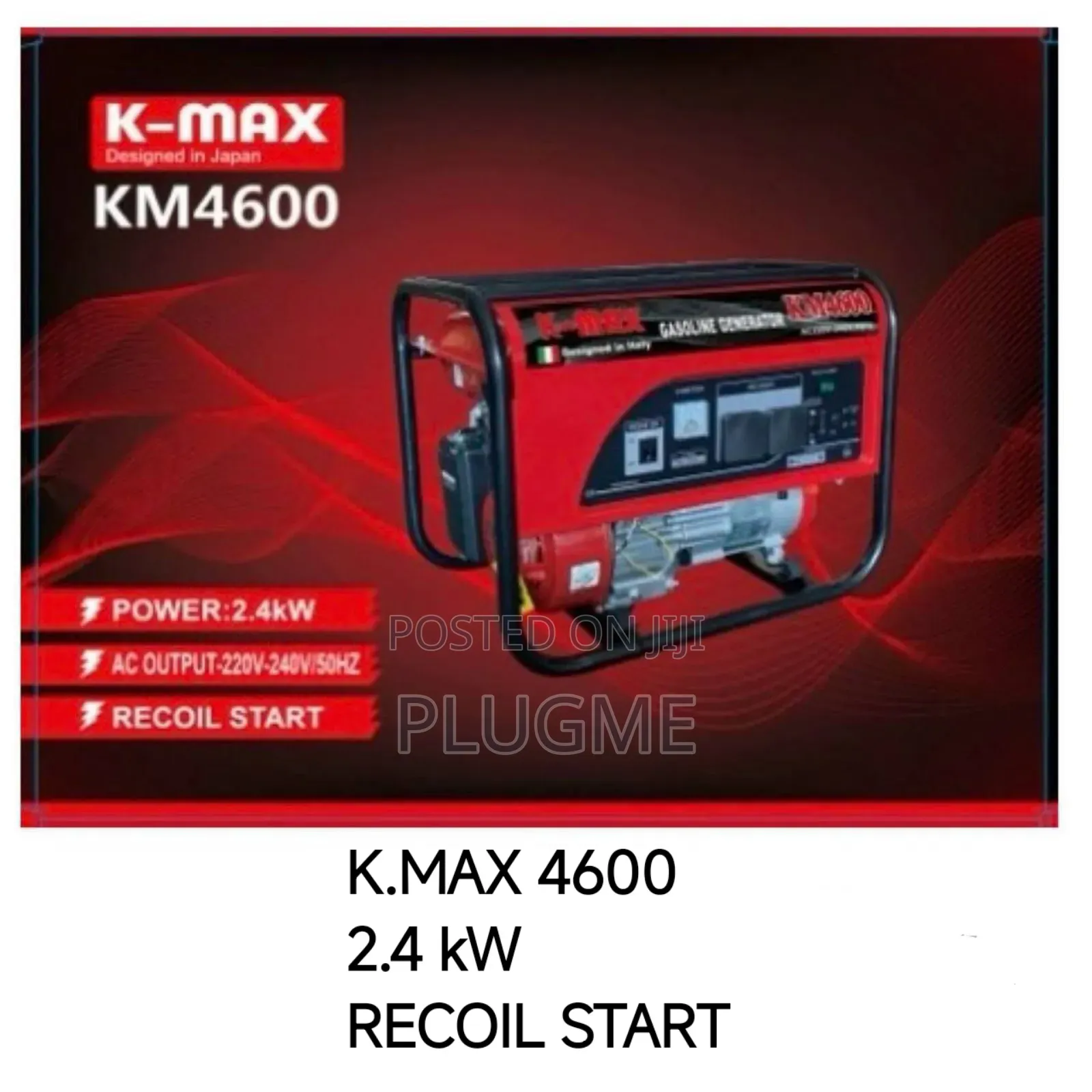K-Max 4600 3.5 Kva Recoil Starter Generator