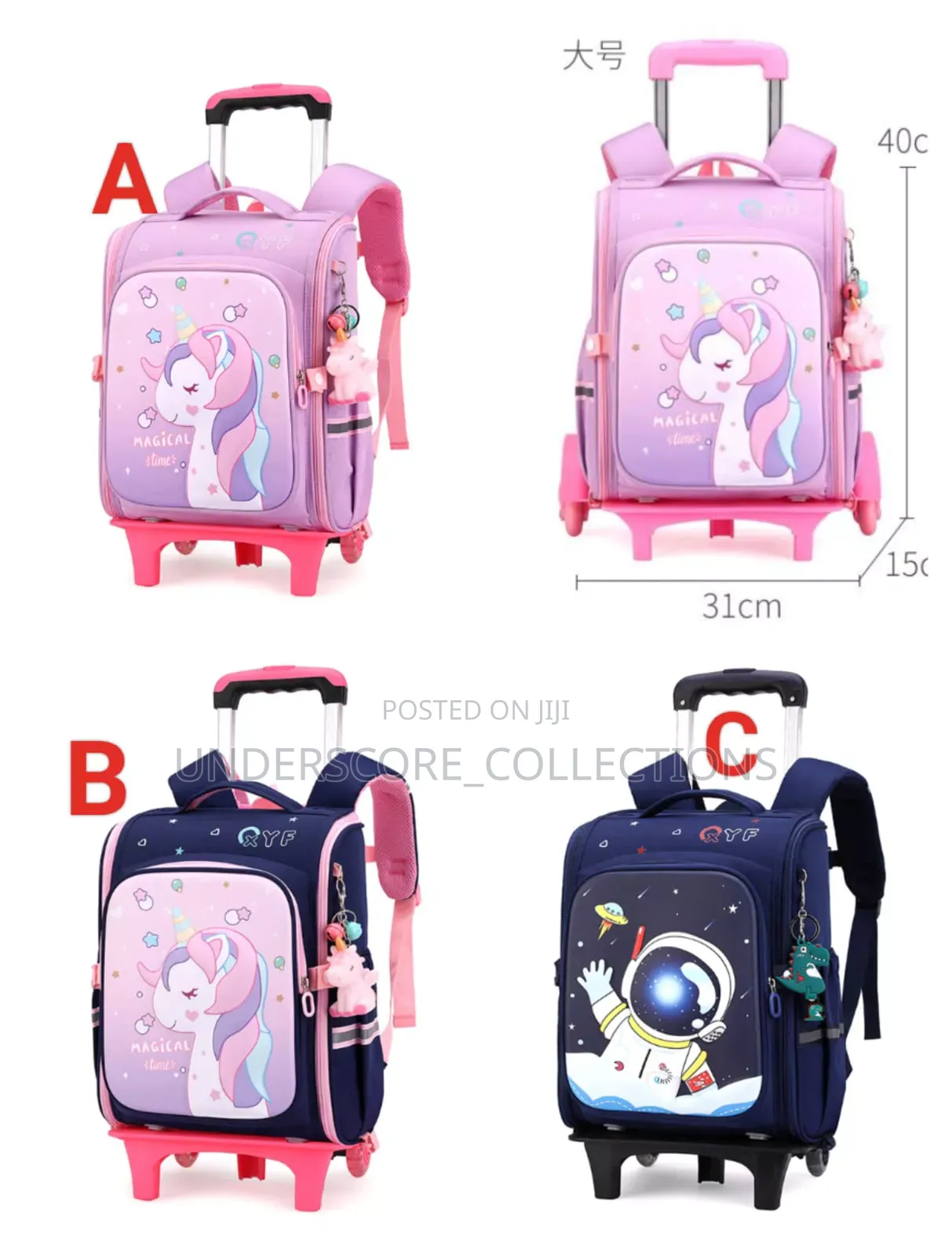 Rolling Trolley Kids School Bag*