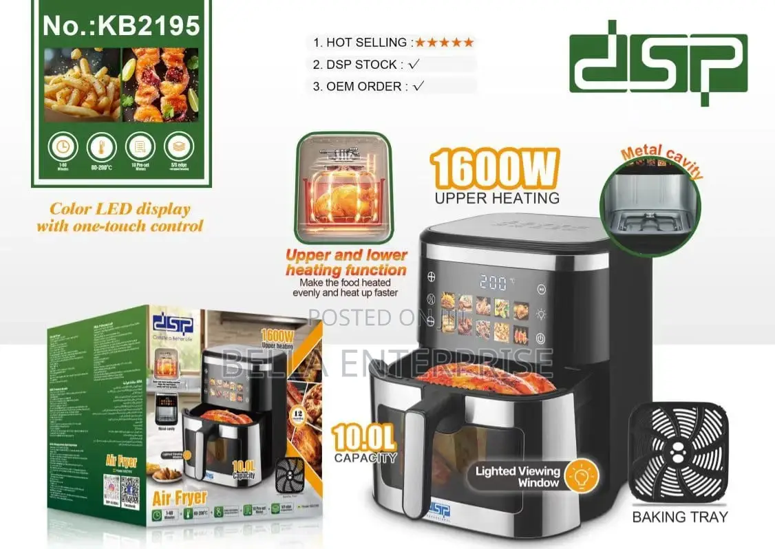 Available 10 L Airfryer 12 Large Icon Preset Menus