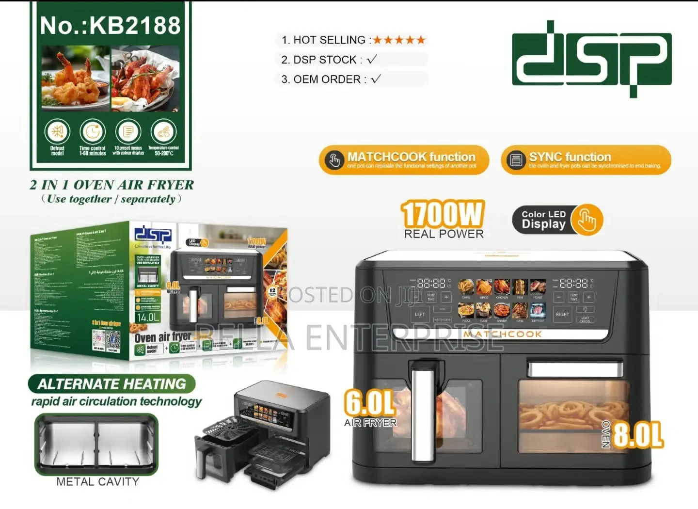 Available 10 L Airfryer 12 Large Icon Preset Menus