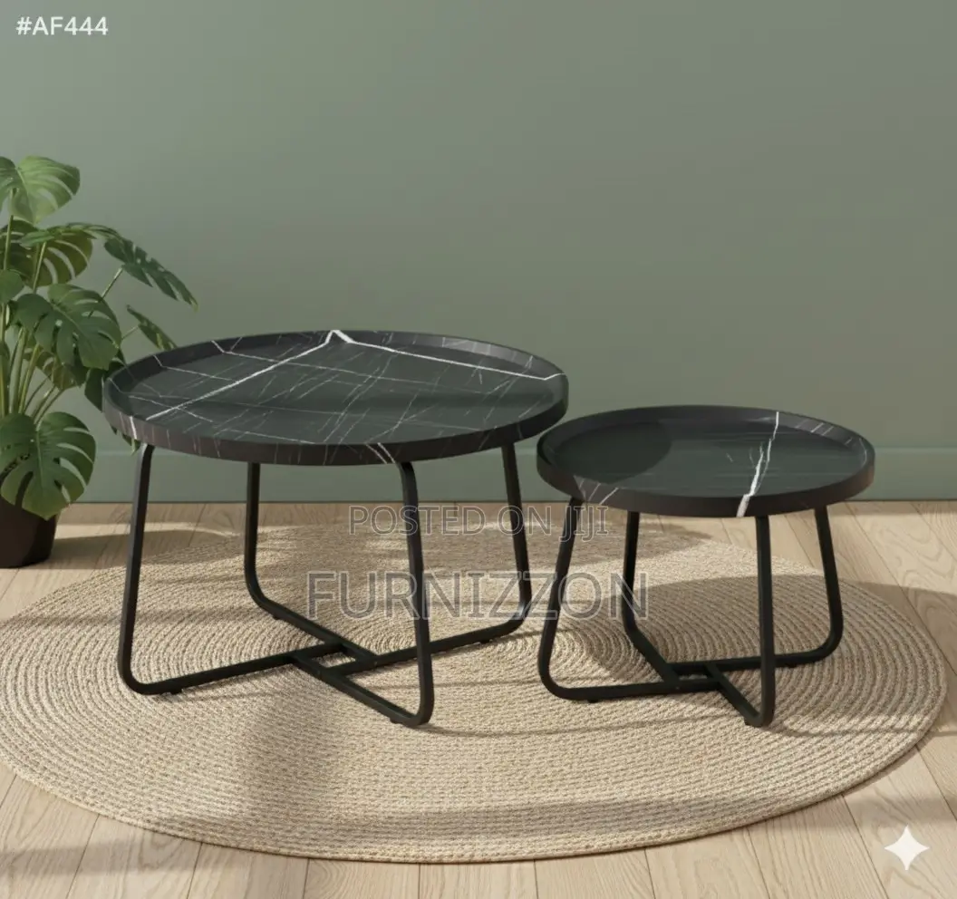 Minimalist Black Metal Tea Table Set (2 Pieces)