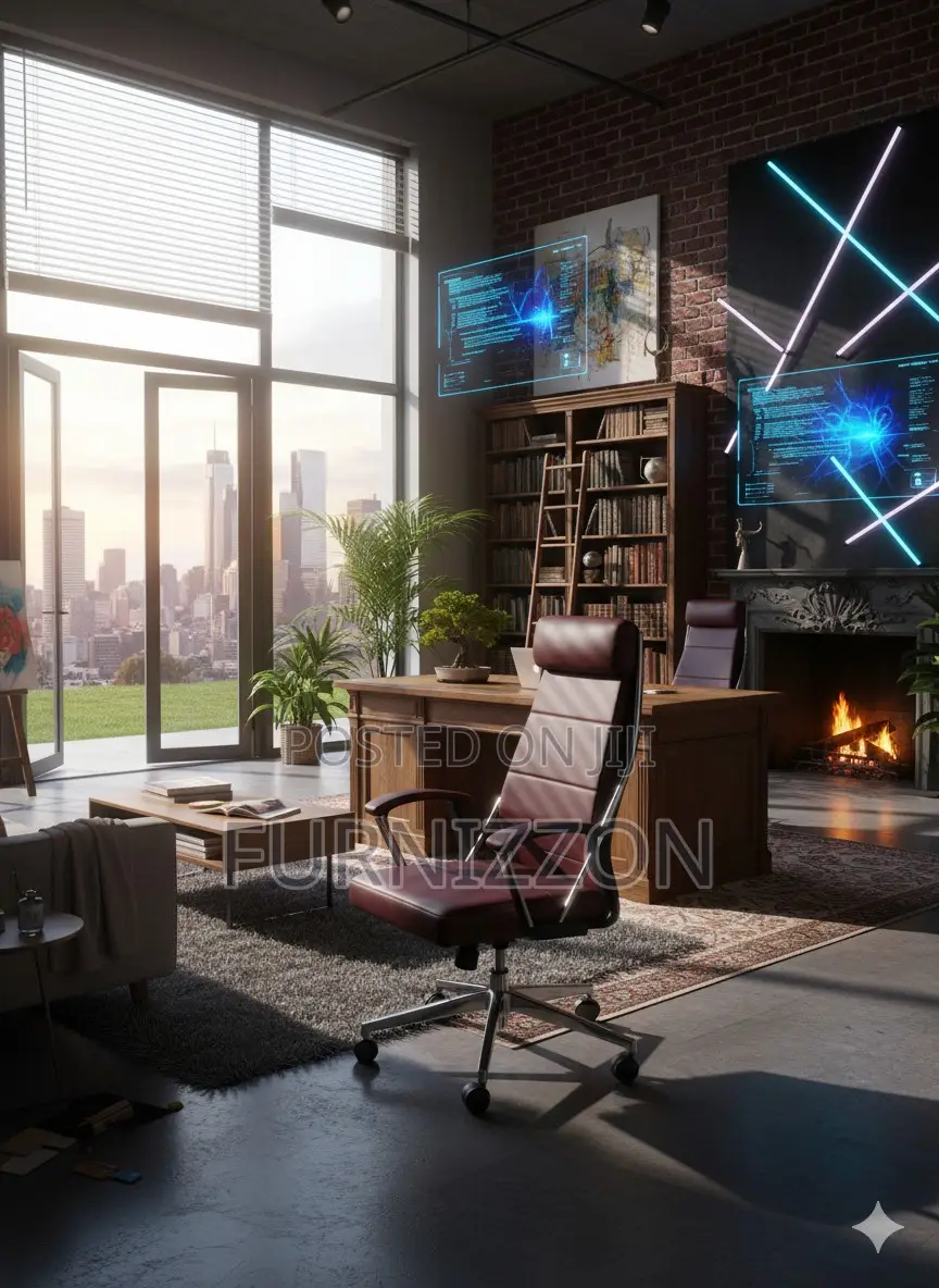Brown Leather Ergonomic Office Chair