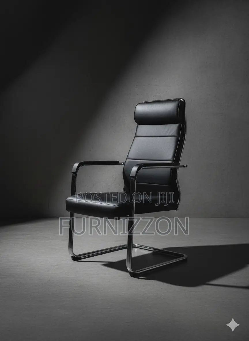 Executive Boardroom Office Chair Black Leather PVC With Arms