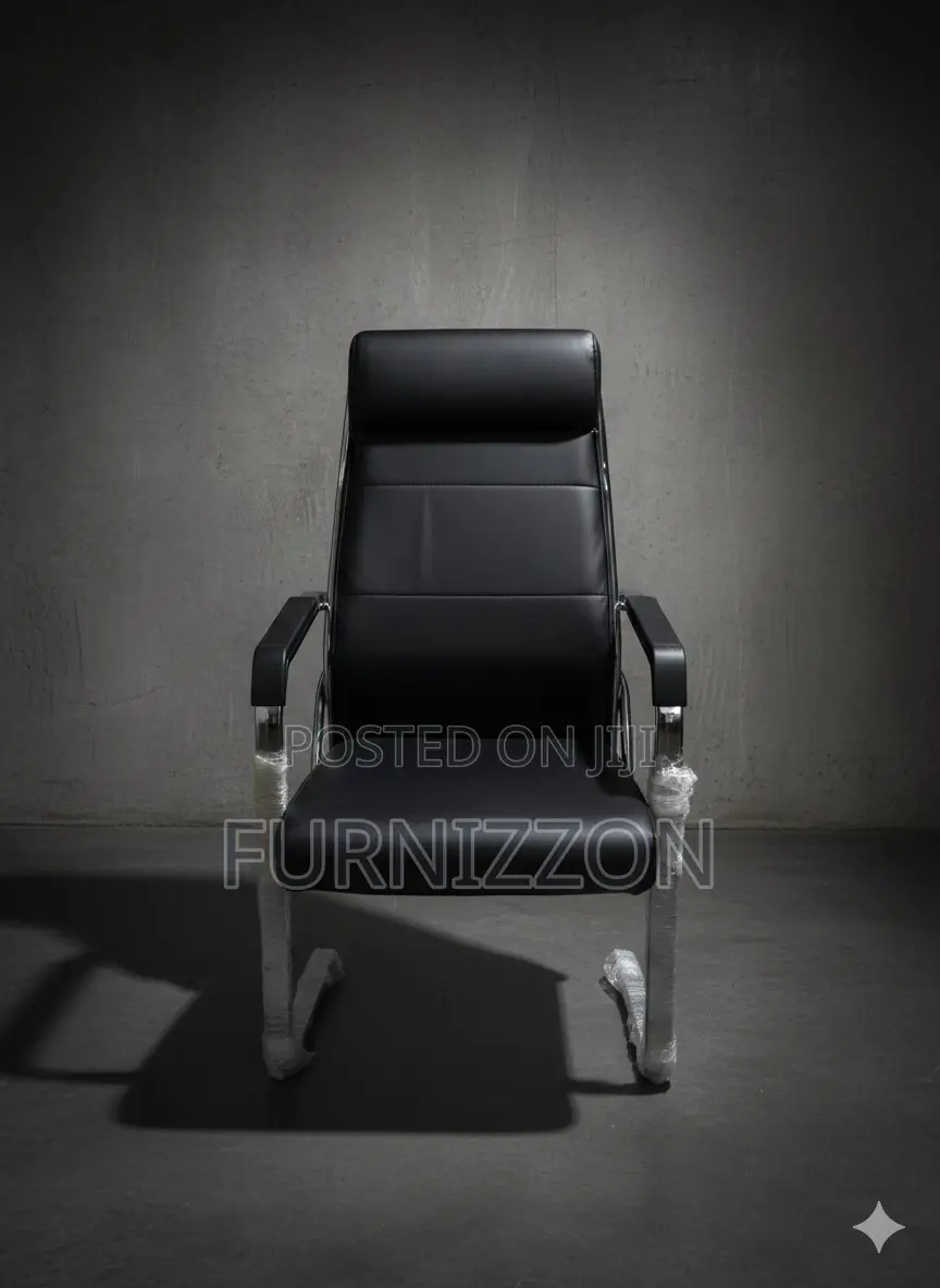 Contemporary Black Leather Office Chair With Multifunctional Arms