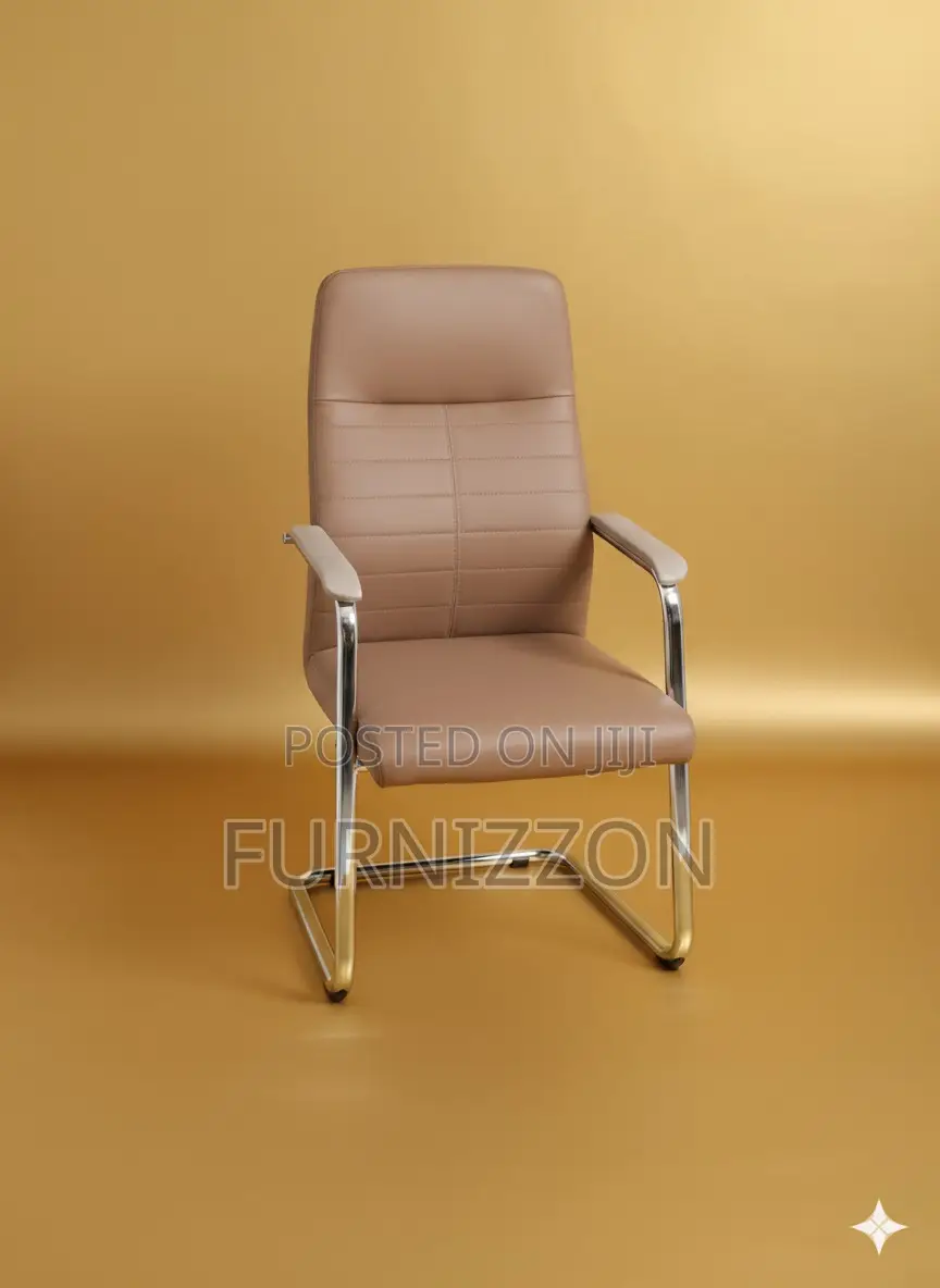 Executive Sled Base Boardroom Chair Brown Leather PVC