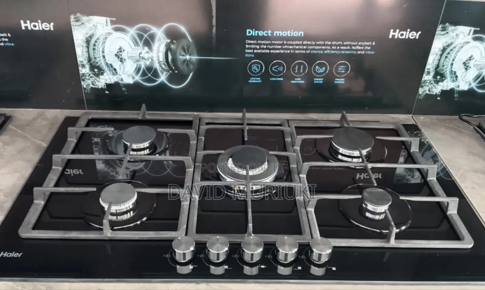 Haier 5-Burner Built-in Cooker Hob-S775b – Premium 75cm Black Glass