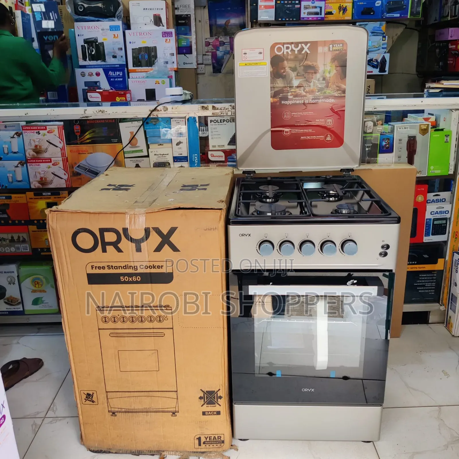 *Mika Gas Cooker, 50cm X 60cm, 4gas , Gas Oven,