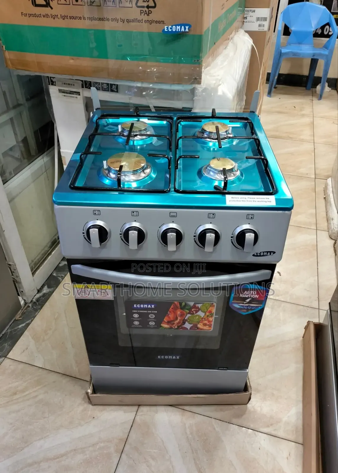 Full Gas Standing Cooker Ecomax 4 Gas 50×55, Jet Burners, Rotisserie