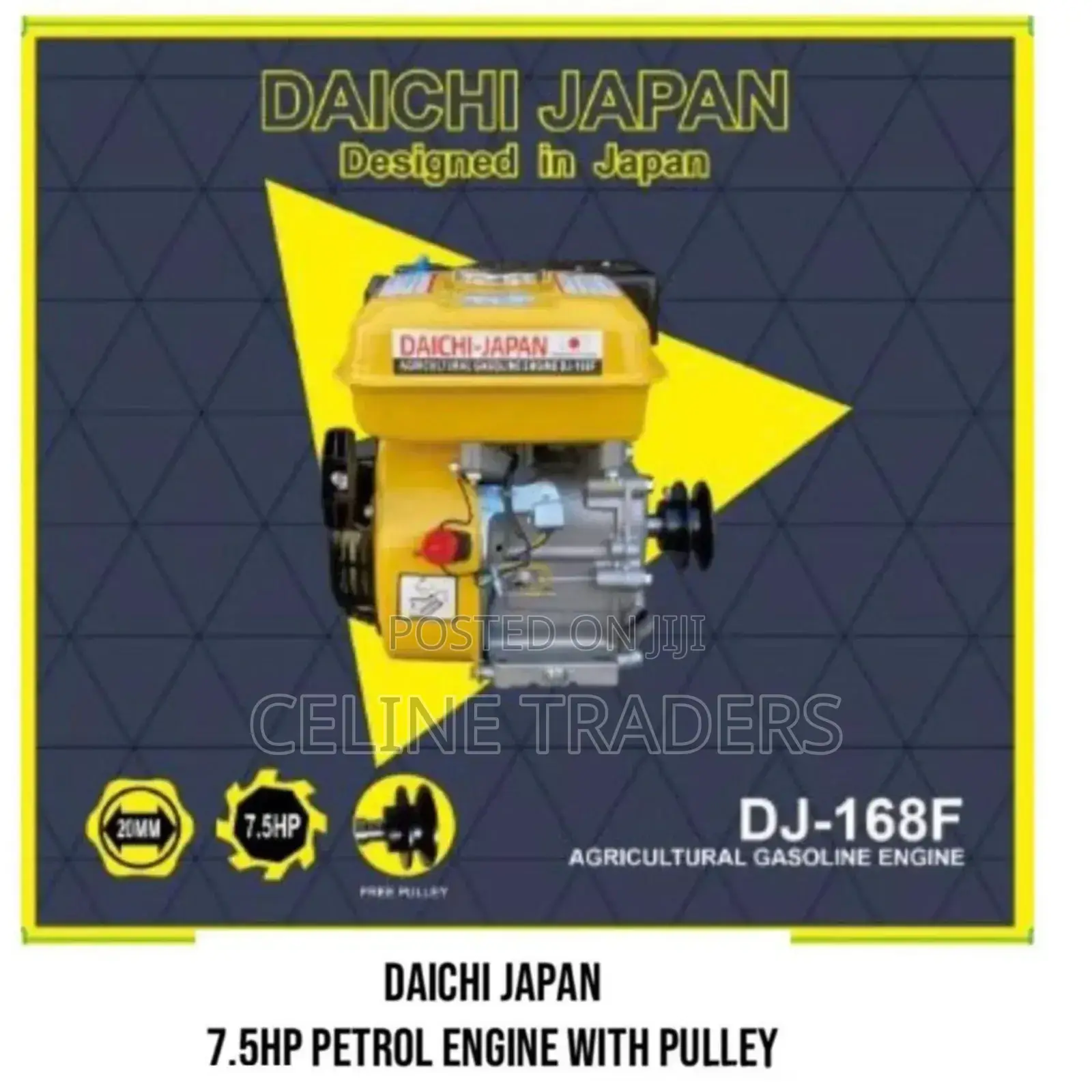 Daichi Dj-168f 7.5hp Agricultural Petrol Engine With a Pulley.