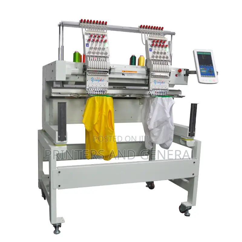 Hot Sale 2 Heads 9 Needles Auto Hat T Shirt Flat Embroidery Machine