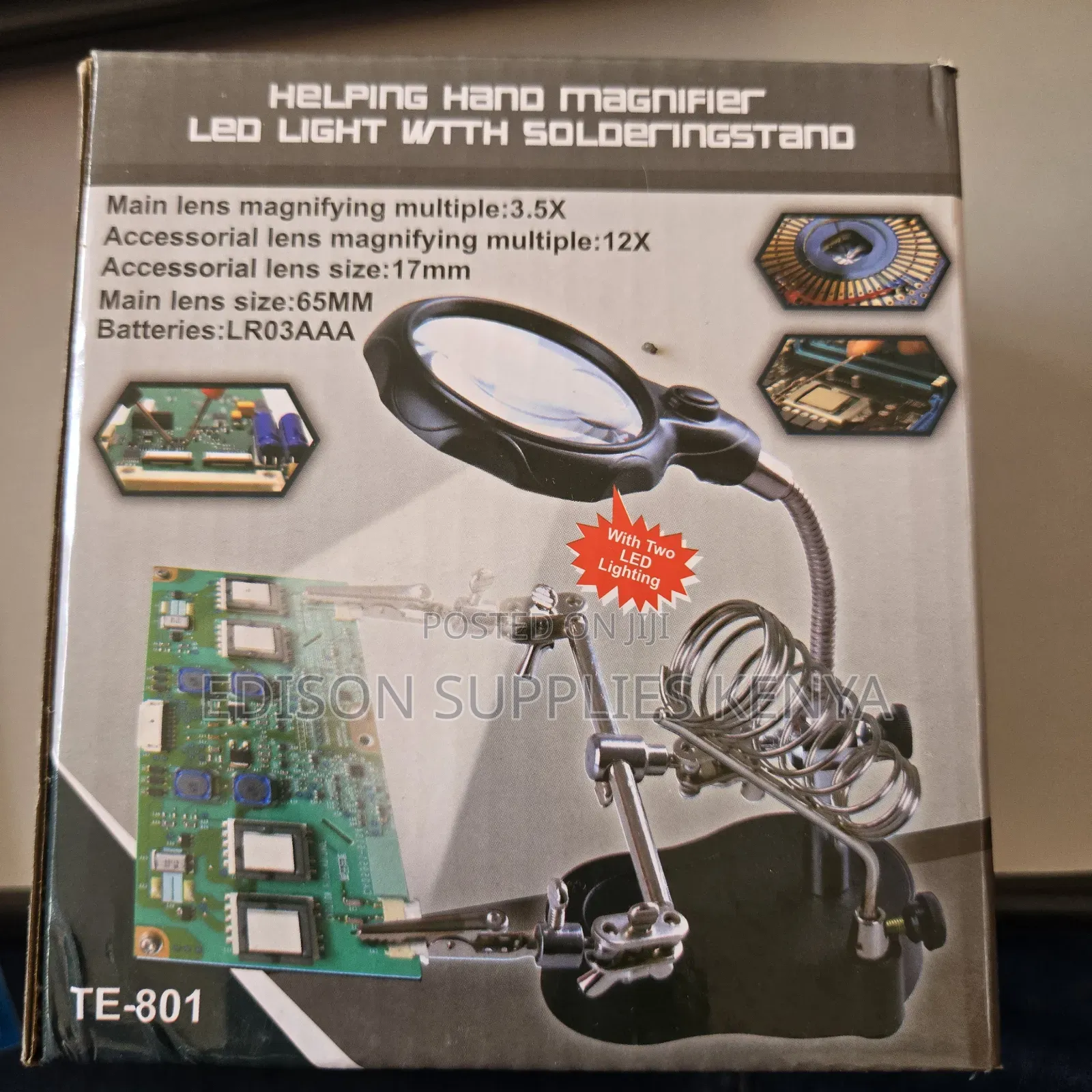 Helping Hand Magnifier Phone Repair Diy Led Light Magnifying Glass