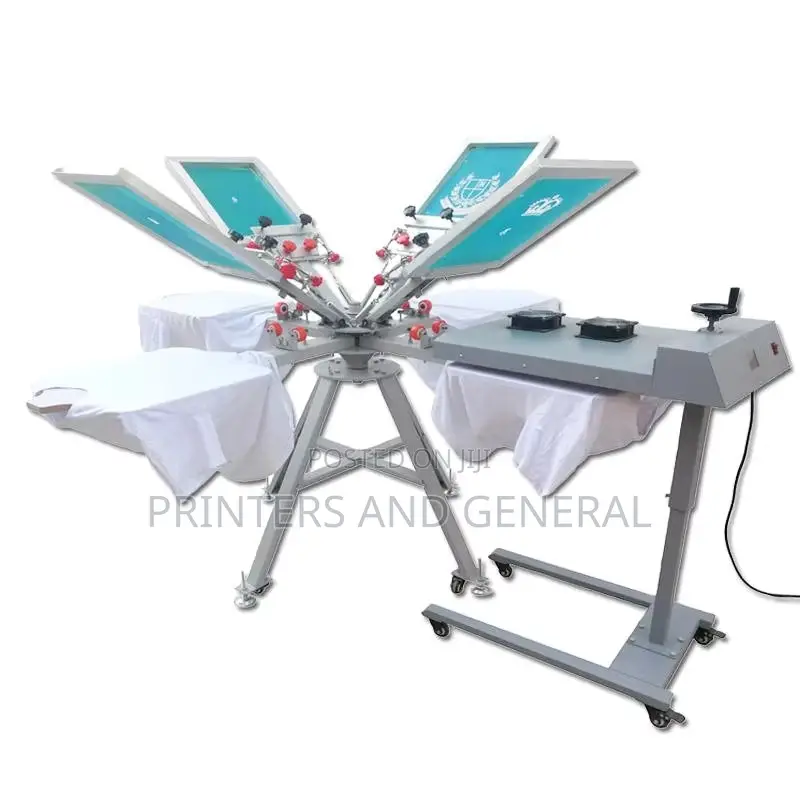 Silk Textile Screen Printing Machine 4 Color 4 Stations Screen Printer