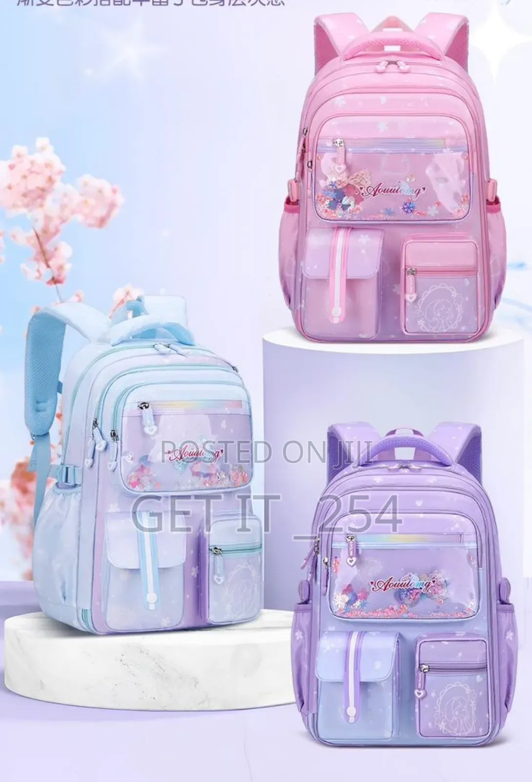 Girl's School Bag 

Shades Purple, Blue  N Pink