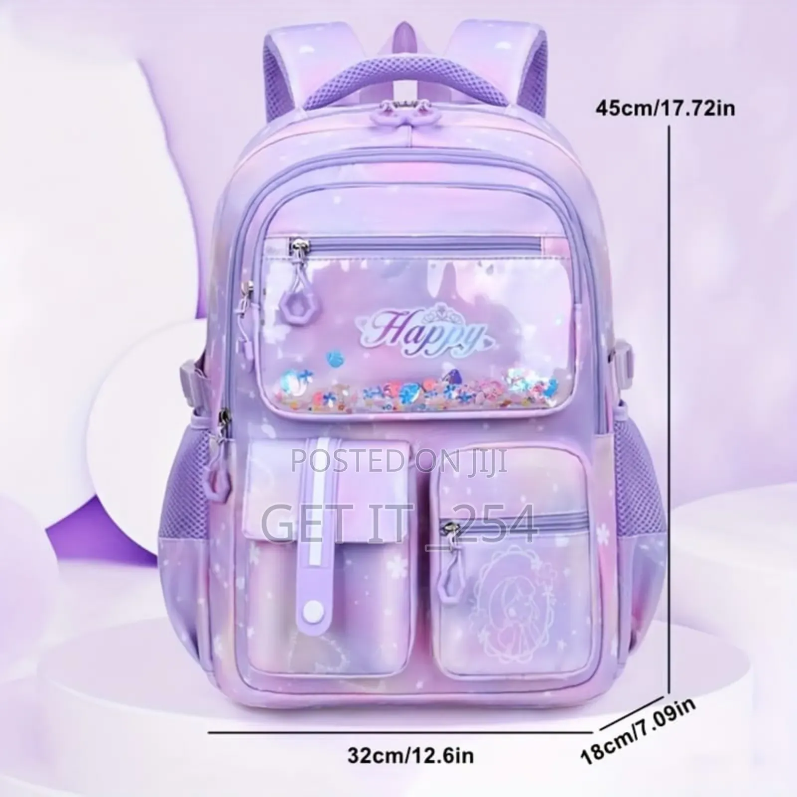 Girl's School Bag 

Shades Purple, Blue  N Pink