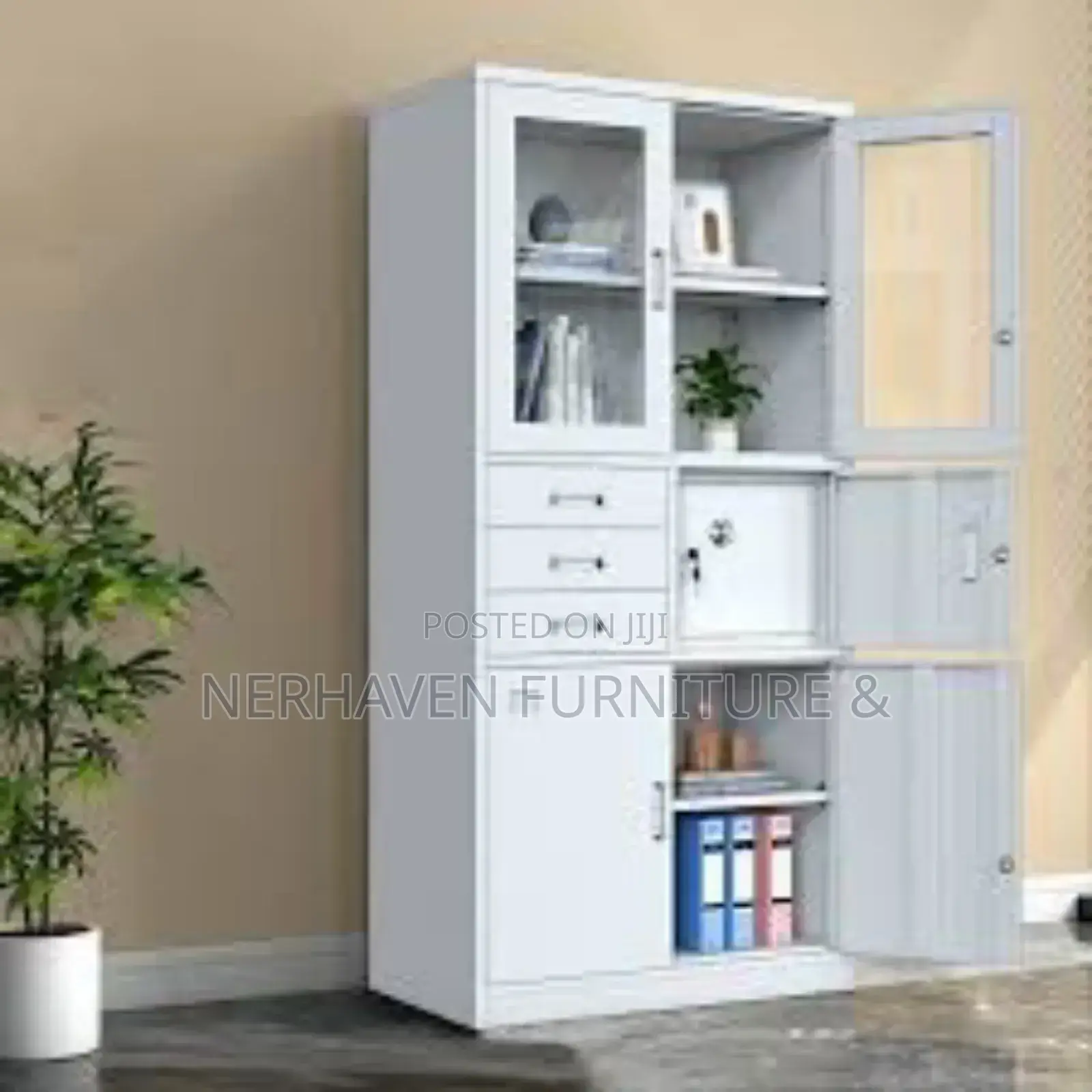 Metallic Office File Cabinet With Safe Compartment